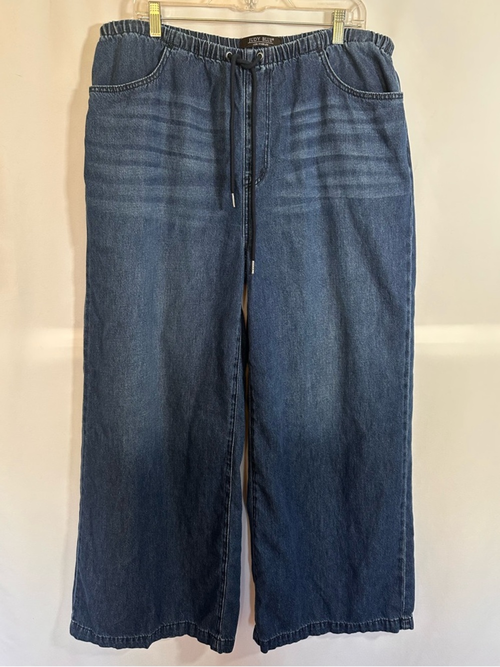 Judy Blue High Waist Drawstring Wide Leg Jeans Medium Wash Size 15/32